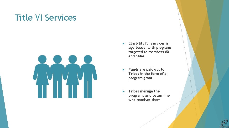 Title VI Services ► Eligibility for services is age-based, with programs targeted to members