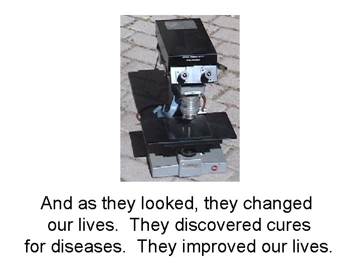 And as they looked, they changed our lives. They discovered cures for diseases. They