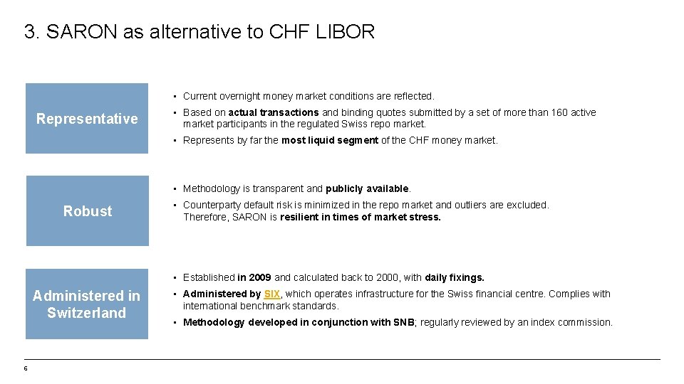 3. SARON as alternative to CHF LIBOR • Current overnight money market conditions are