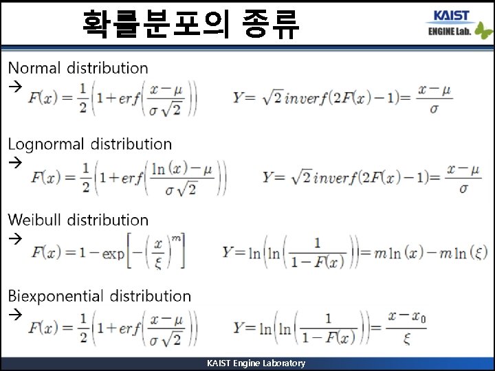 확률분포의 종류 KAIST Engine Laboratory 