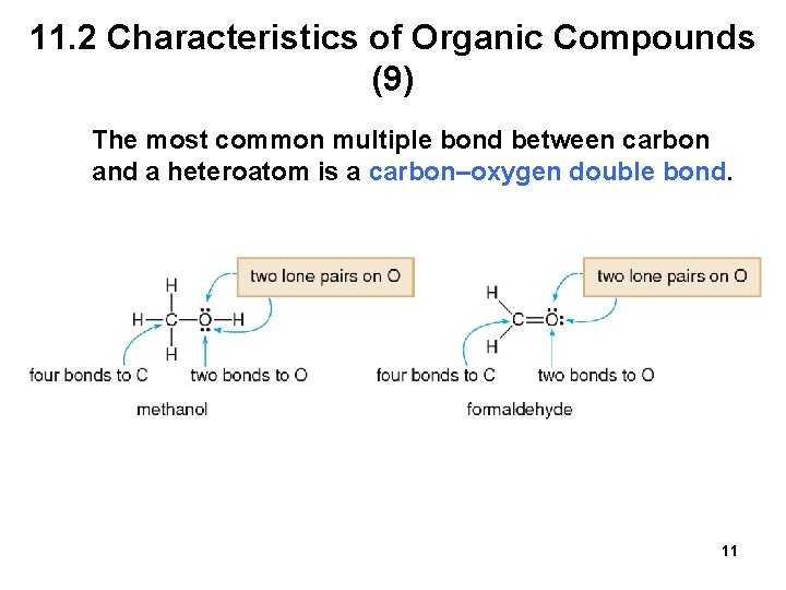 11. 2 Characteristics of Organic Compounds (9) The most common multiple bond between carbon