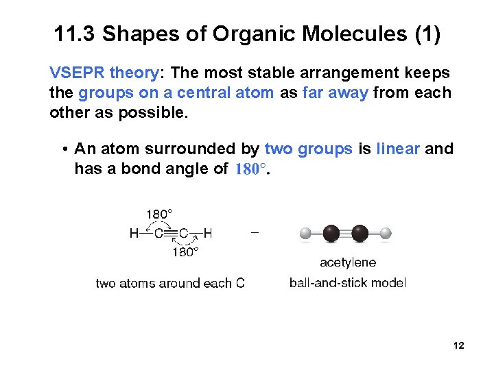 11. 3 Shapes of Organic Molecules (1) VSEPR theory: The most stable arrangement keeps