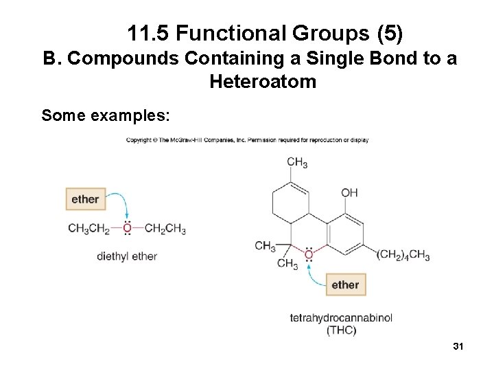 11. 5 Functional Groups (5) B. Compounds Containing a Single Bond to a Heteroatom