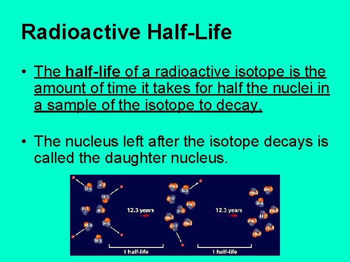 Radioactive Half-Life • The half-life of a radioactive isotope is the amount of time