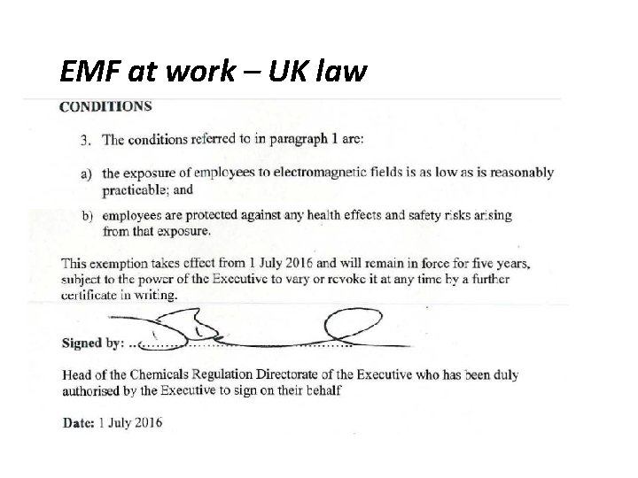 EMF at work – UK law 