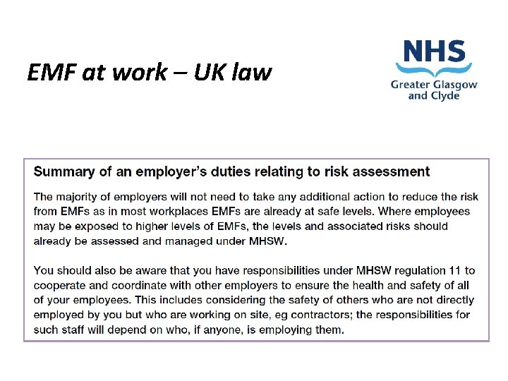 EMF at work – UK law 