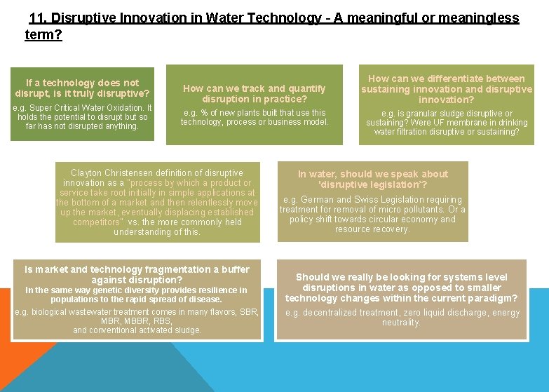  11. Disruptive Innovation in Water Technology – A meaningful or meaningless term? If