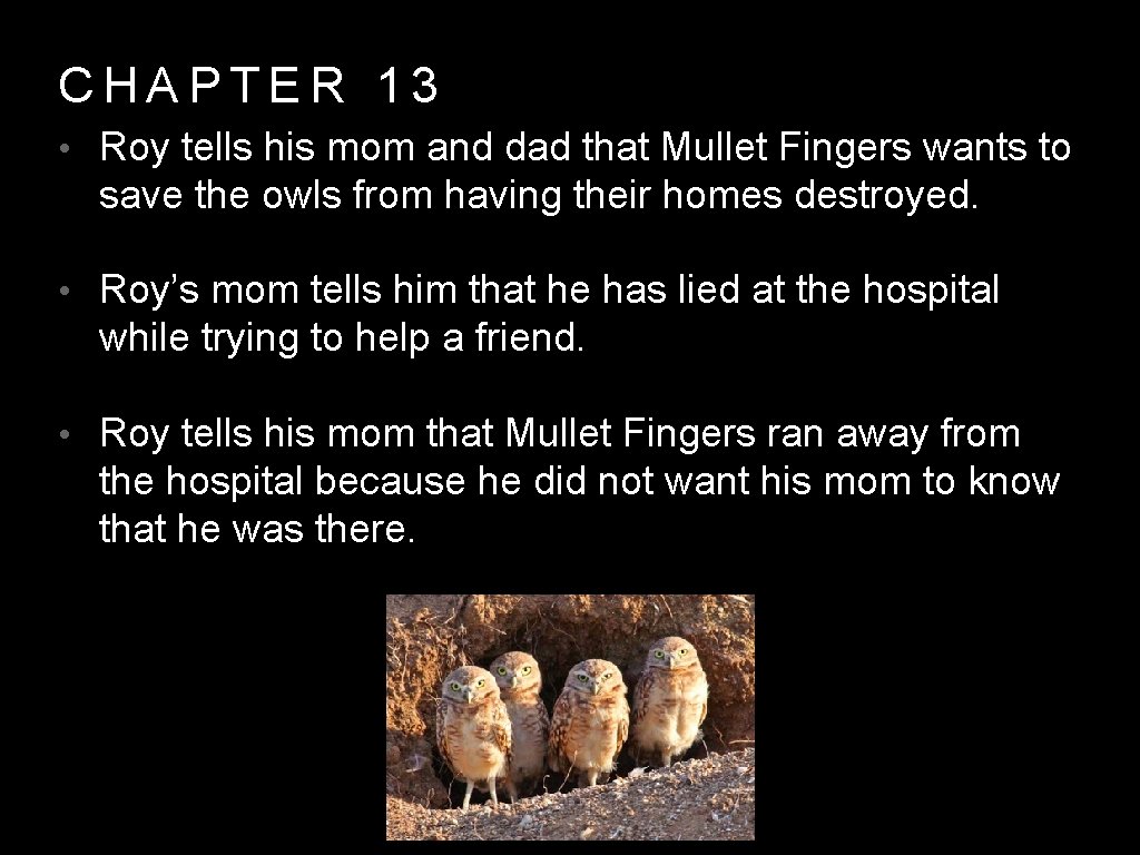 CHAPTER 13 • Roy tells his mom and dad that Mullet Fingers wants to