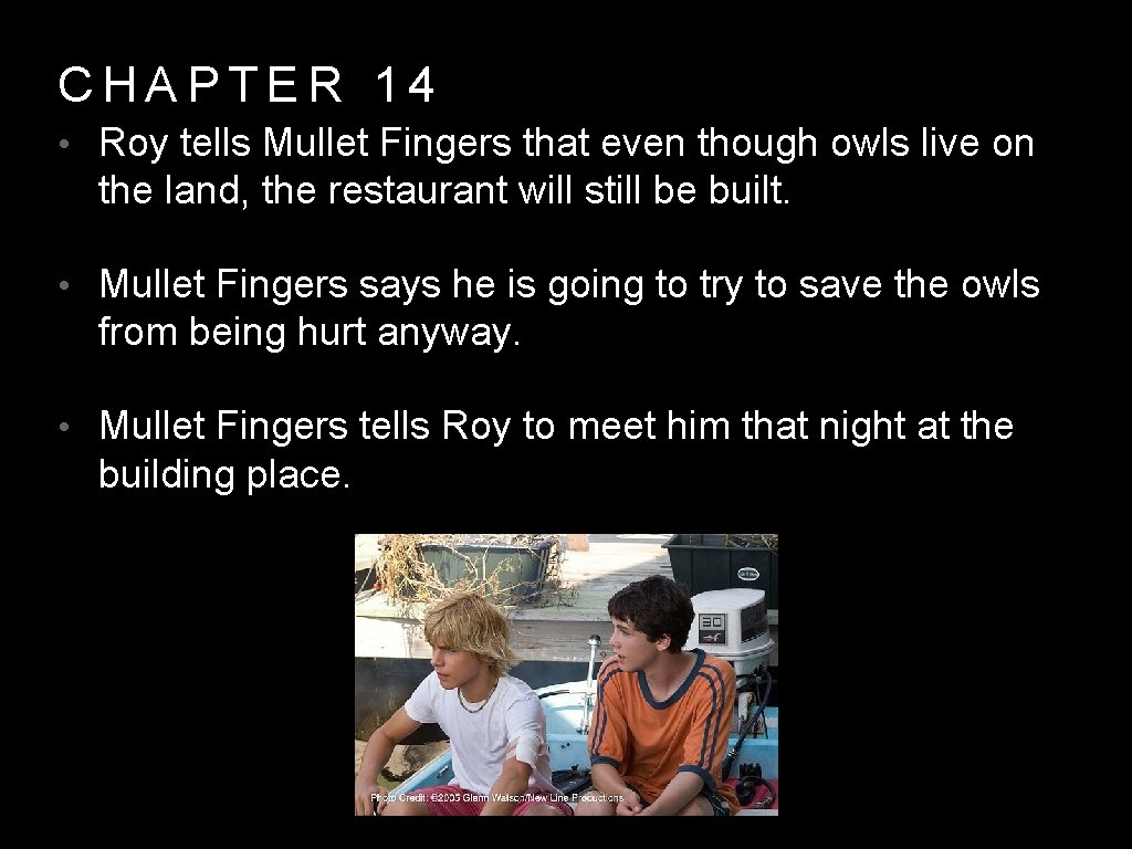 CHAPTER 14 • Roy tells Mullet Fingers that even though owls live on the