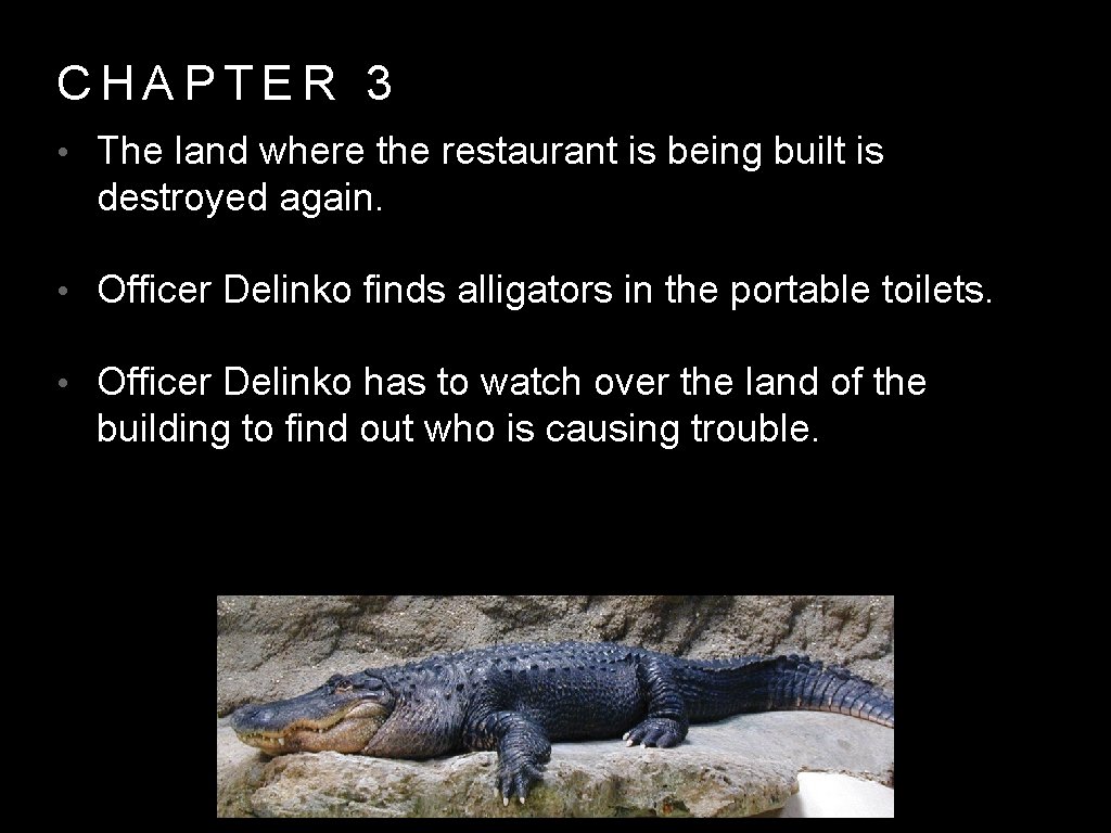 CHAPTER 3 • The land where the restaurant is being built is destroyed again.