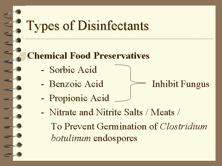 Types of Disinfectants 4 Chemical Food Preservatives - Sorbic Acid Benzoic Acid Inhibit Fungus