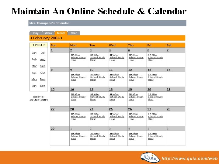 Maintain An Online Schedule & Calendar 