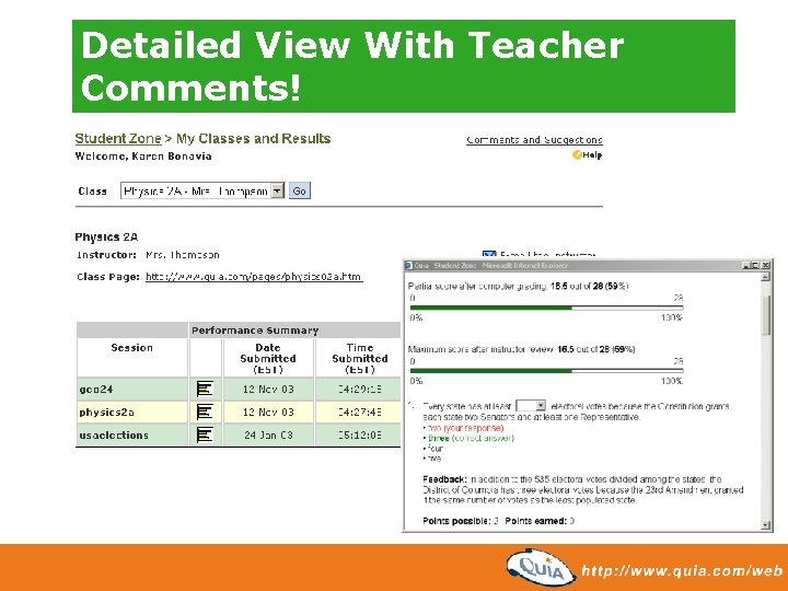 Detailed View With Teacher Comments! 