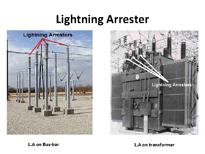 Lightning Arrester L. A on Bus-bar L. A on transformer Lightning Arrester L. A on Bus-bar L. A on transformer