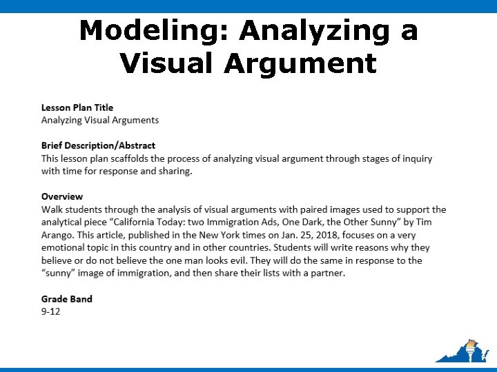 Modeling: Analyzing a Visual Argument 
