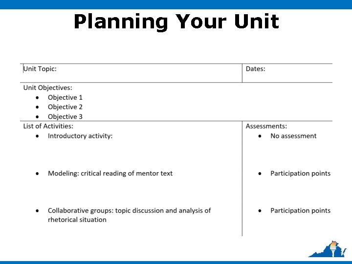 Planning Your Unit 
