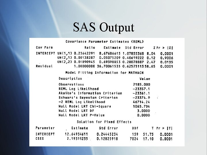 SAS Output 