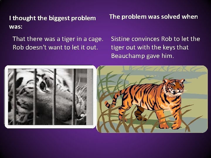 I thought the biggest problem was: That there was a tiger in a cage.