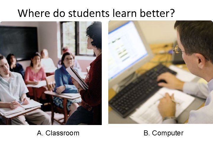 Where do students learn better? A. Classroom B. Computer 