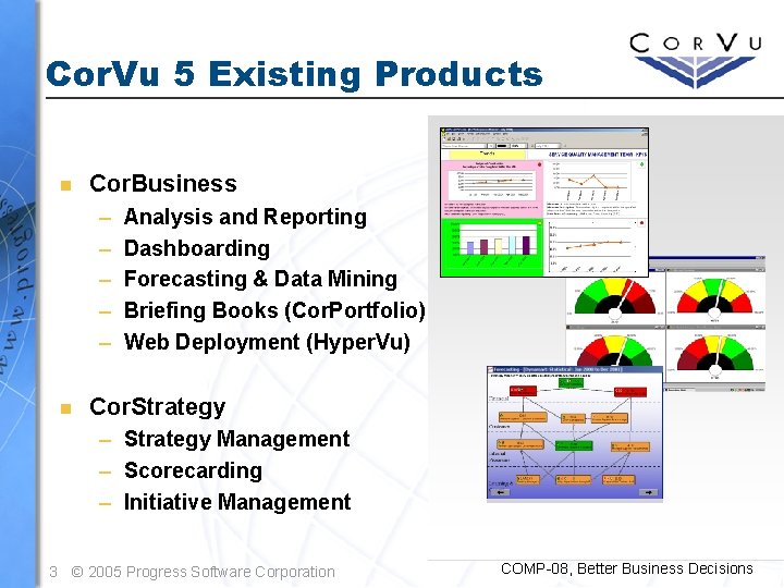 Cor. Vu 5 Existing Products n Cor. Business – – – n Analysis and