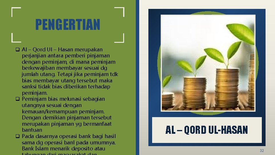 PENGERTIAN q Al – Qord Ul – Hasan merupakan perjanjian antara pemberi pinjaman dengan