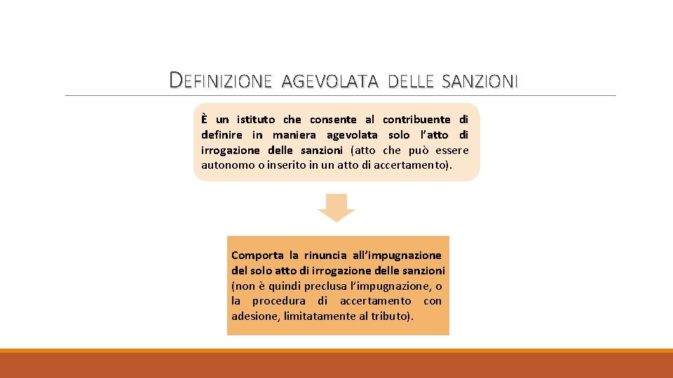 DEFINIZIONE AGEVOLATA DELLE SANZIONI È un istituto che consente al contribuente di definire in