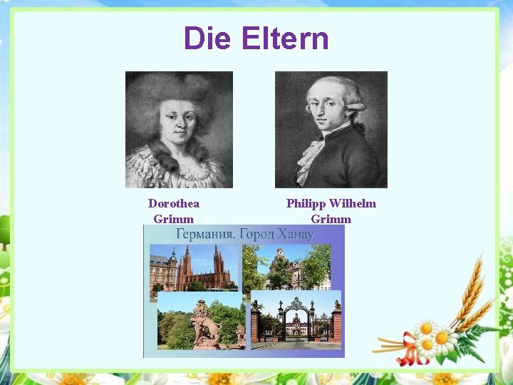 Die Eltern Dorothea Grimm Philipp Wilhelm Grimm 