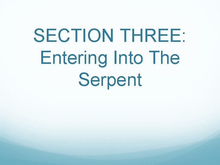 SECTION THREE: Entering Into The Serpent 