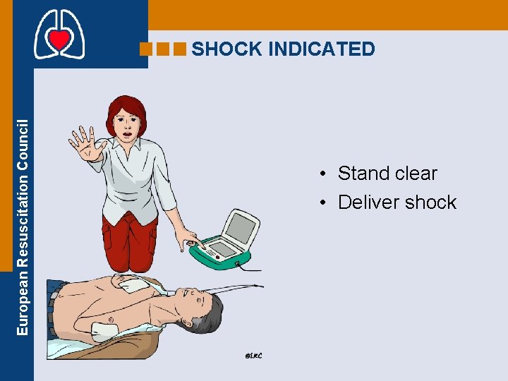 European Resuscitation Council SHOCK INDICATED • Stand clear • Deliver shock 