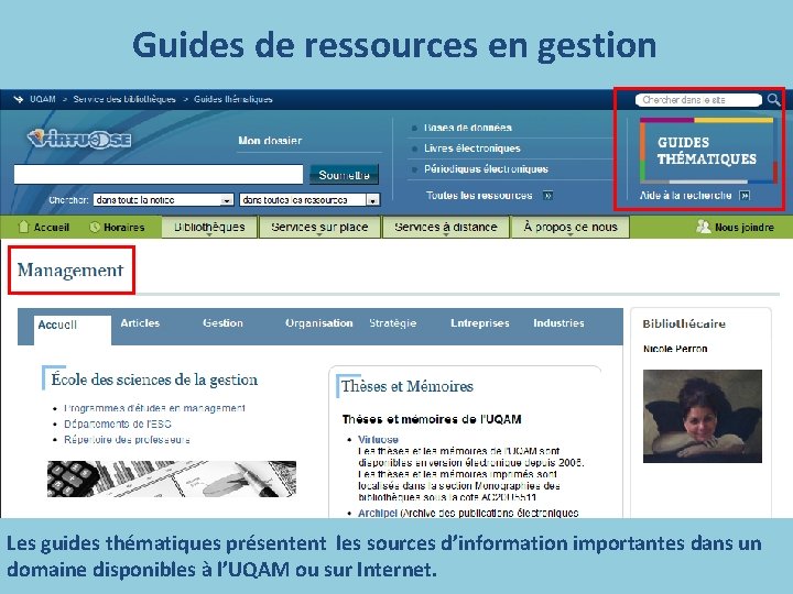 Guides de ressources en gestion Les guides thématiques présentent les sources d’information importantes dans