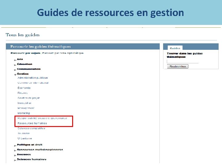 Guides de ressources en gestion 
