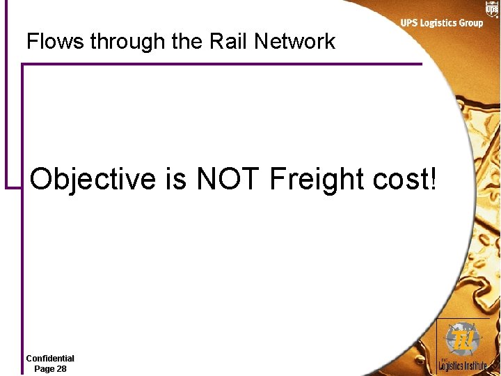 Flows through the Rail Network Objective is NOT Freight cost! Confidential Page 28 