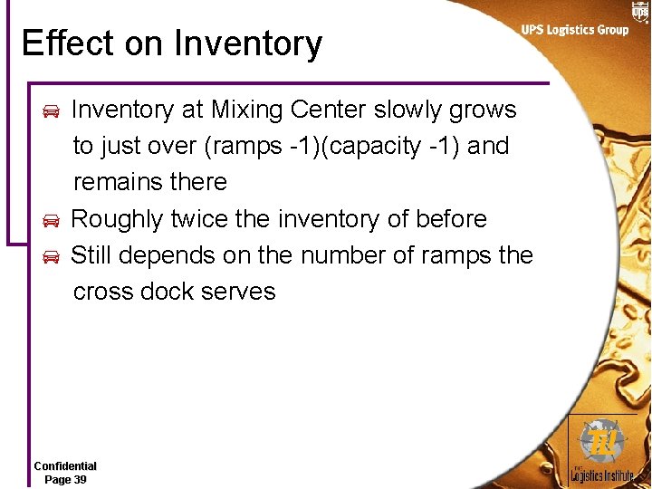 Effect on Inventory at Mixing Center slowly grows to just over (ramps -1)(capacity -1)