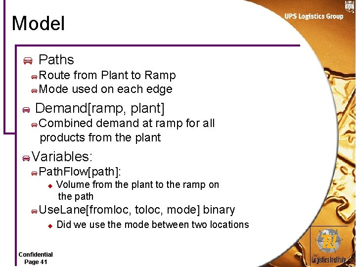 Model Paths Route from Plant to Ramp Mode used on each edge Demand[ramp, plant]