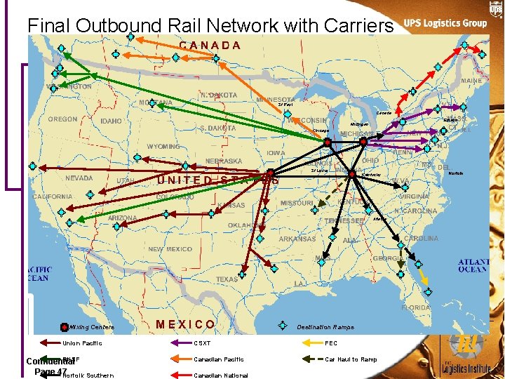 Final Outbound Rail Network with Carriers St Paul Canada Edison Michigan Chicago Ohio St