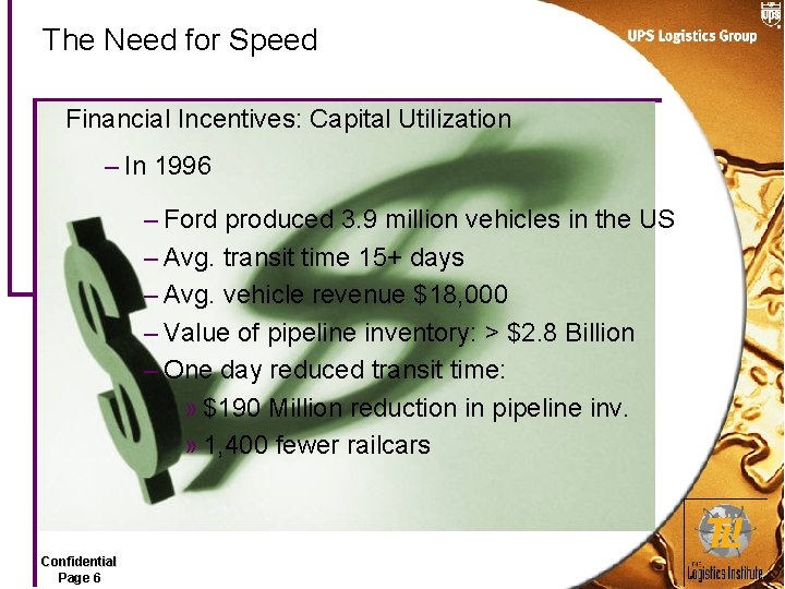 The Need for Speed Financial Incentives: Capital Utilization – In 1996 – Ford produced