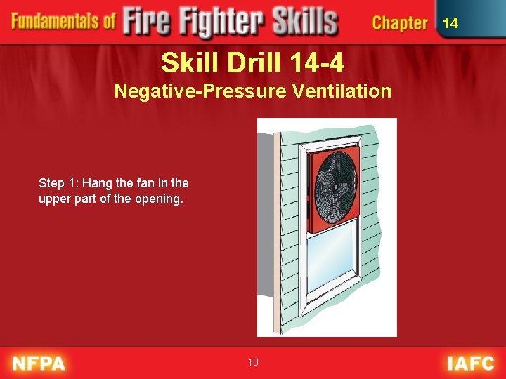 14 Skill Drill 14 -4 Negative-Pressure Ventilation Step 1: Hang the fan in the