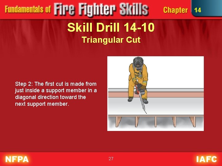 14 Skill Drill 14 -10 Triangular Cut Step 2: The first cut is made