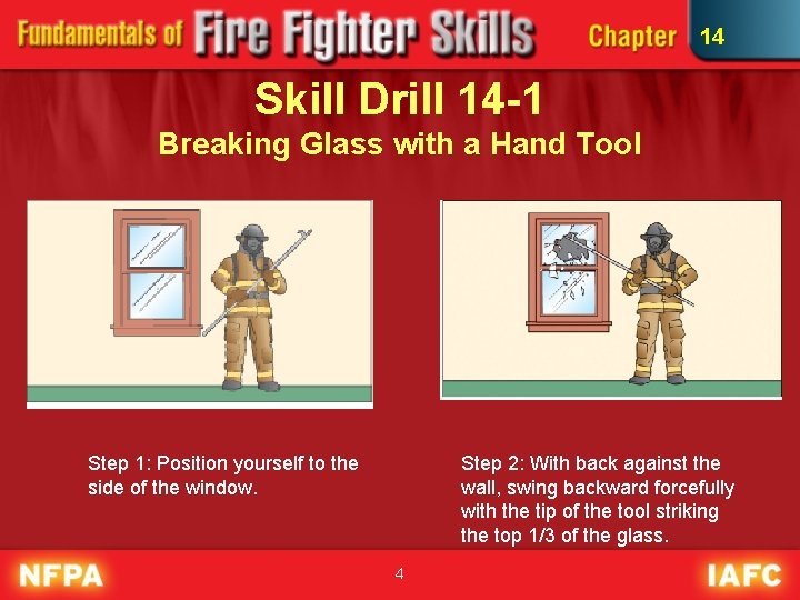 14 Skill Drill 14 -1 Breaking Glass with a Hand Tool Step 1: Position