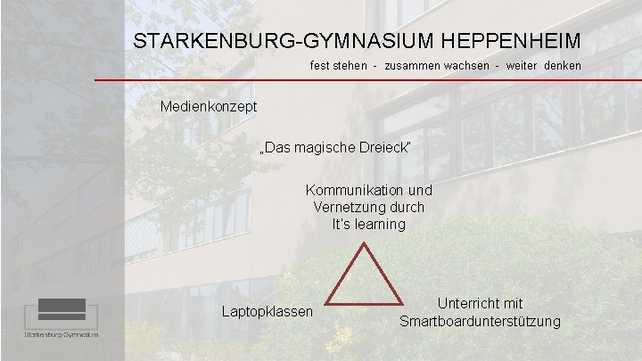 STARKENBURG-GYMNASIUM HEPPENHEIM fest stehen - zusammen wachsen - weiter denken Medienkonzept „Das magische Dreieck“