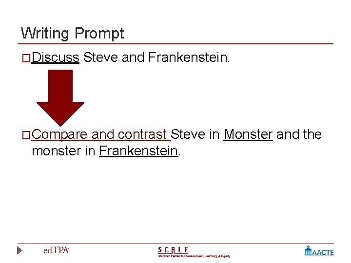 Writing Prompt �Discuss Steve and Frankenstein. �Compare and contrast Steve in Monster and the