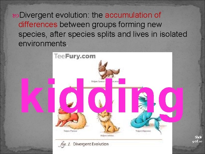  Divergent evolution: the accumulation of differences between groups forming new species, after species