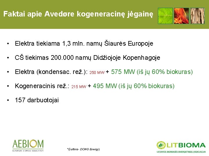 Faktai apie Avedøre kogeneracinę jėgainę • Elektra tiekiama 1, 3 mln. namų Šiaurės Europoje
