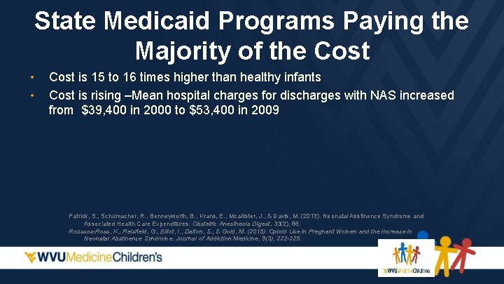 State Medicaid Programs Paying the Majority of the Cost • • Cost is 15