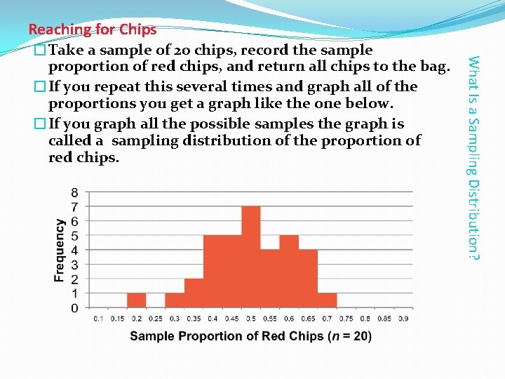 Reaching for Chips What Is a Sampling Distribution? �Take a sample of 20 chips,