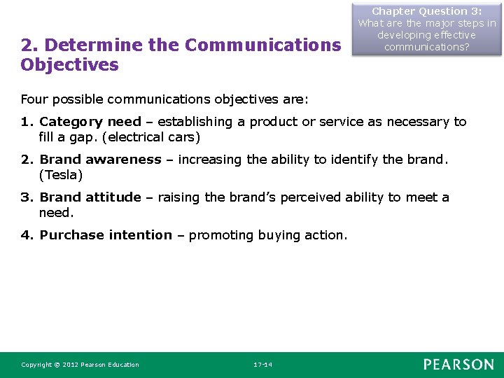 2. Determine the Communications Objectives Chapter Question 3: What are the major steps in