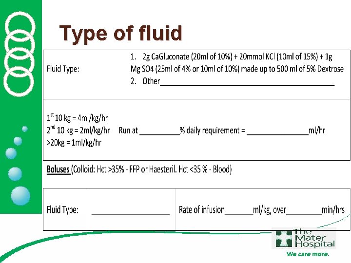 Type of fluid We care more. 