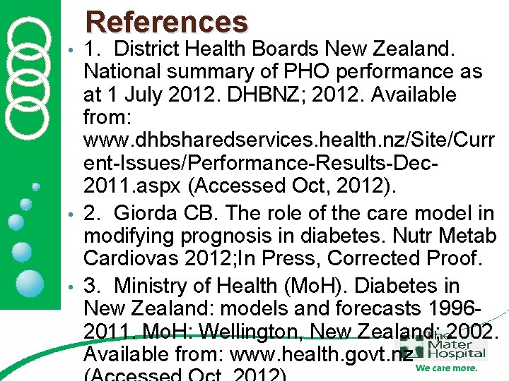 References 1. District Health Boards New Zealand. National summary of PHO performance as at