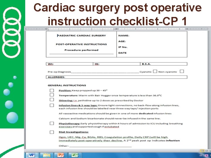 Cardiac surgery post operative instruction checklist-CP 1 We care more. 