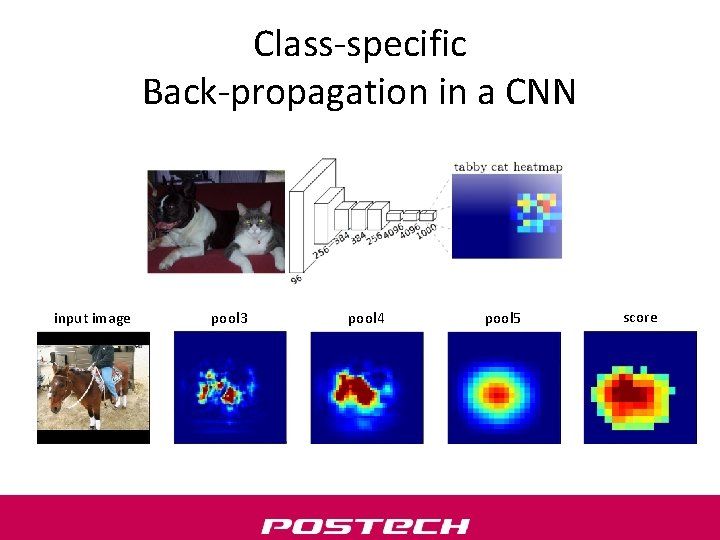 Class-specific Back-propagation in a CNN input image pool 3 pool 4 pool 5 score